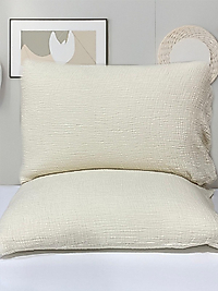 Müslin 4 Katlı İvory Renk 50x70 cm. 2 Adet Yastık Kılıfı