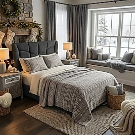 Bohem İnka Serisi %100 Pamuk Müslin 5 Katlı Çift Kişilik Antrasit Yatak Örtüsü 220x240 cm ve 2 Adet Yastık Kılıfı 50x70 cm.