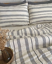 Müslin Nevresim Takımı Antrasit Renk Çizgili Tek Kişilik 160x220 cm.