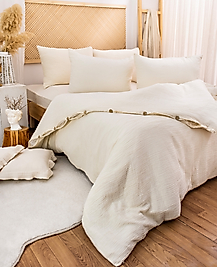 Müslin Nevresim Takımı Naturel Ekru Renk Çift Kişilik 200x220 cm.