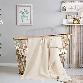 Müslin Bebek Battaniyesi  %100 Organik Pamuk İvory Renk 100x120 cm.
