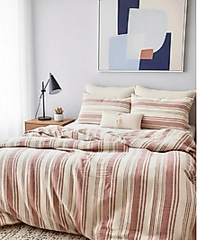 Müslin Nevresim Takımı Kiremit Renk Çizgili Tek Kişilik 160x220 cm.