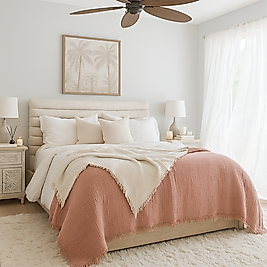 Müslin %100 Pamuk 6 Katlı Çift Kişilik Kiremit Renk Yorgan 240x230 cm.