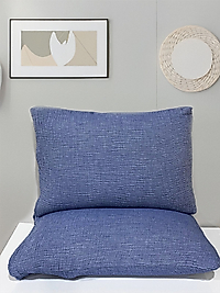 Müslin 4 Katlı İndigo Renk 50x70 cm. 2 Adet Yastık Kılıfı